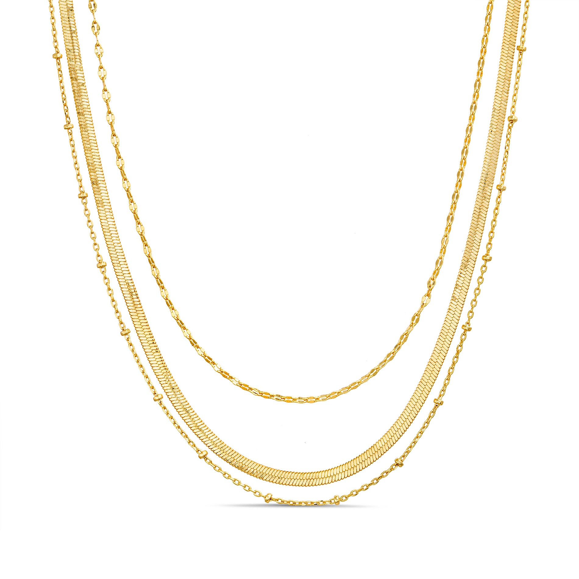 Paperclip, Snake & Bead Layered Set